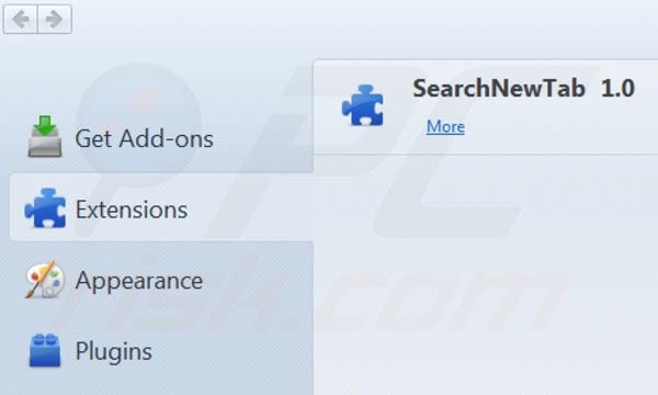 websearch.searchbomb.info von Mozilla Firefox Erweiterungen entfernen