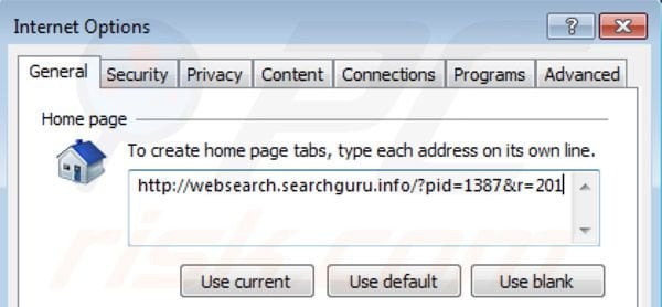 websearch.searchguru.info von der Internet Explorer Startseite entfernen