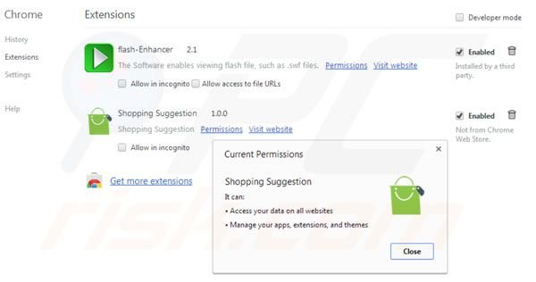 Shopping suggestion von Google Chrome entfernen Schritt 2