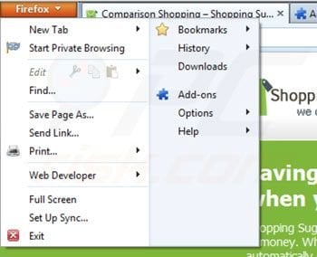 Shopping suggestion von Mozilla Firefox entfernen Schritt 1
