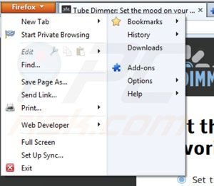 Tube Dimmer von Mozilla Firefox entfernen Schritt 1