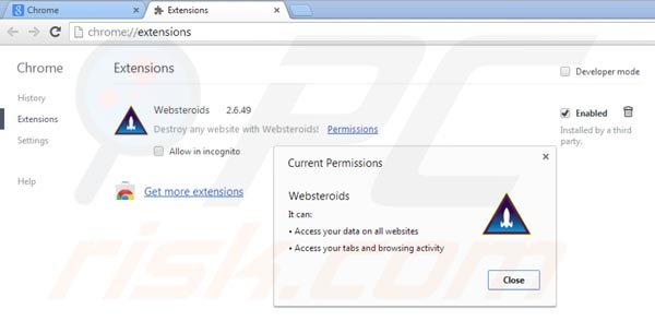 Websteroids von Google Chrome entfernen Schritt 2