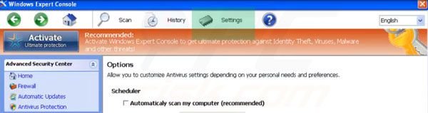 Accessing Windows Expert Console Einstellungen