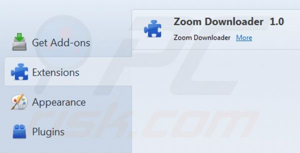 Zoom Downloader Mozilla Firefox Erweiterungen entfernen Schritt 2