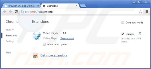 ads by video player von Google Chrome Erweiterungen entfernen Schritt 2