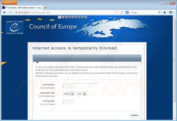 Council of Europe Virus stiehlt Kreditkarteninformationen