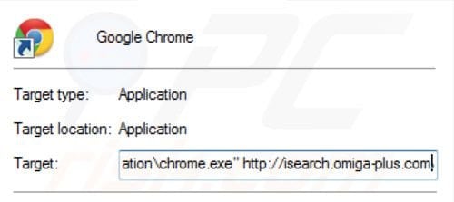 inspsearch.com Weiterleitungsvirus von den Google Chrome Verknüpfungszielen entfernen Schritt 2