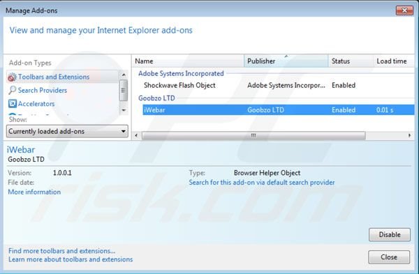 iWebar von Internet Explorer entfernen Schritt 2