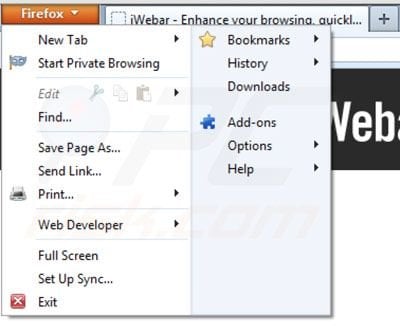 iWebar von Mozilla Firefox entfernen Schritt 1