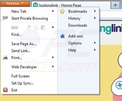  Lookinglink Werbung von Mozilla Firefox entfernen Schritt 1