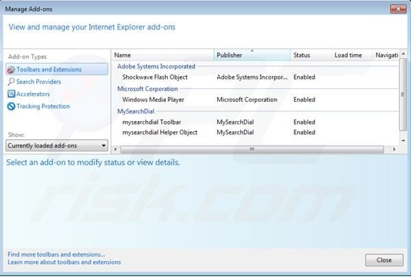 Mysearchdial.com von den Internet Explorer Erweiterungen entfernen