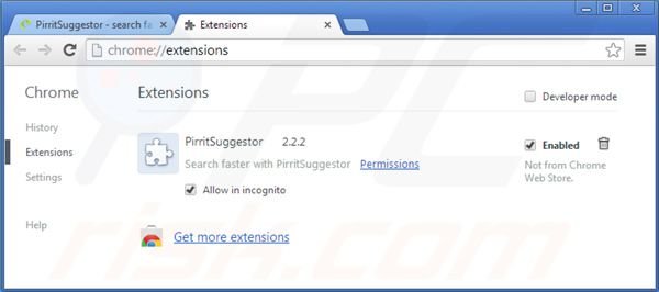 Pirrit Suggestor von Google Chrome entfernen Schritt 2