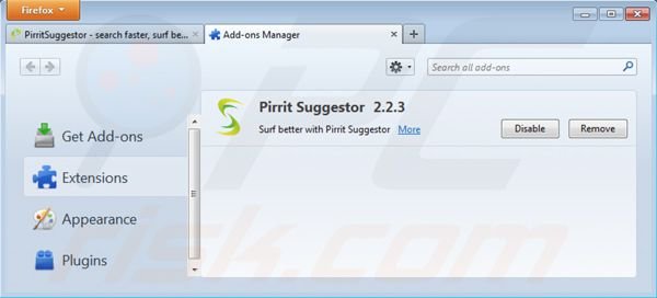 Pirrit Suggestor von Mozilla Firefox entfernen Schritt 2