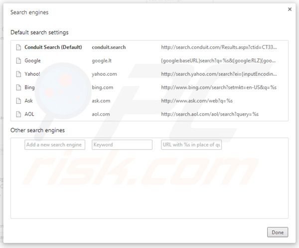 Search Protect von Conduit von den Google Chrome Standardsuchmaschineneinstellungen entfernen