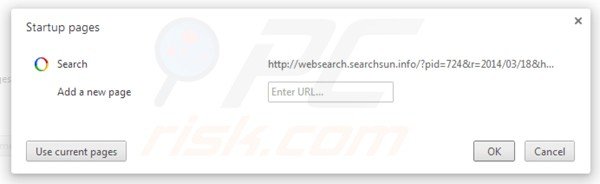 Removing websearch.searchsun.info from Google Chrome homepage
