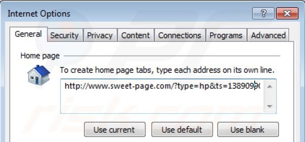 sweet-page.com von der Internet Explorer Startseite entfernen