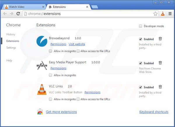 vlc app virus von Google Chrome Erweiterungen entfernen Schritt 2