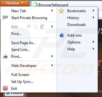 Removing browsersafeguard from Mozilla Firefox step 1