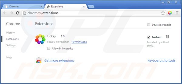 Removing default-search.net browser hijacker from Google Chrome extensions
