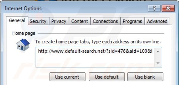 Removing default-searchnet.net from Internet Explorer homepage