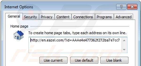 Removing eazel.com from Internet Explorer homepage