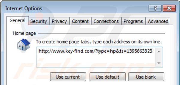 key-find.com von der Internet Explorer Startseite entfernen
