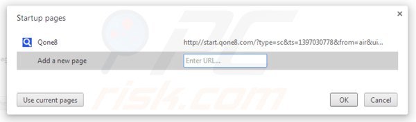 Removing start.qone8.com from Google Chrome homepage