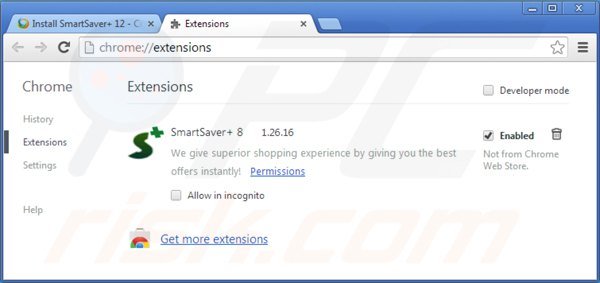 smartsaver von Google Chrome entfernen Schritt 2