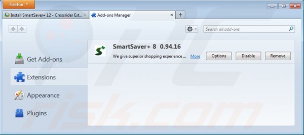 smartsaver von Mozilla Firefox entfernen Schritt 2