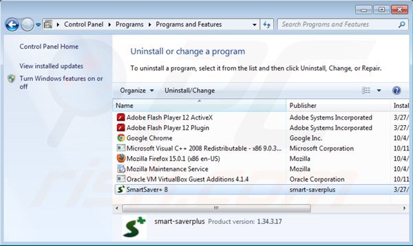 smartsaver Deinstallation über Systemsteuerung