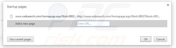 Removing websearch.com from Google Chrome homepage