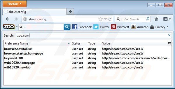 isearch.zoo.com von der Mozilla Firefox Standardsuchmaschine entfernen