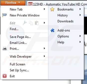 Removing 123hd-ready from Mozilla Firefox step 1