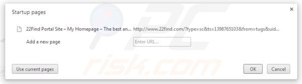 Removing 22find.com from Google Chrome homepage