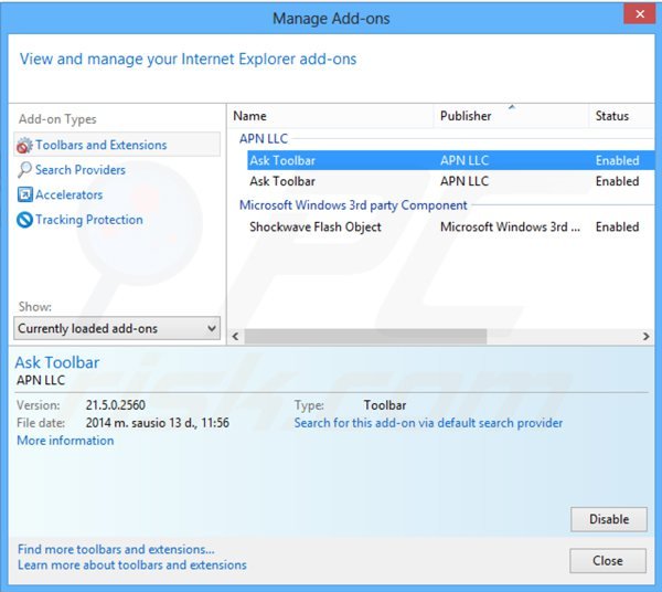 Removing ask-tb.com related Internet Explorer extensions