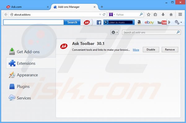 Removing ask-tb.com related Mozilla Firefox extensions