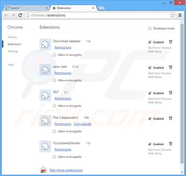 Removing websearch.awsomesearchs.info related Google Chrome extensions