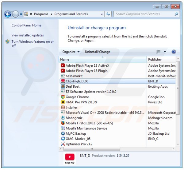 bestmarkit adware uninstall via Control Panel