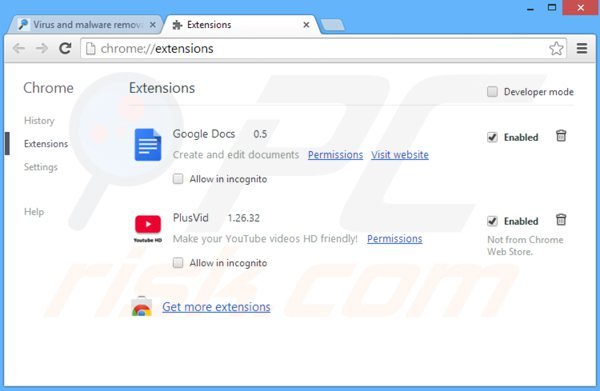 Removing cinema-plus ads from Google Chrome step 2