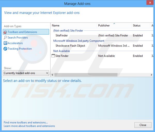 Removing client connect ltd adware from Internet Explorer extensions step 1