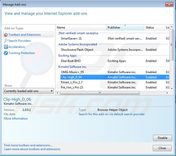 Removing cliphd ads from Internet Explorer step 2