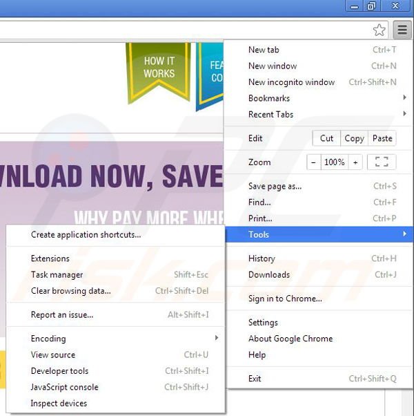 Removing Coupon Downloader from Google Chrome step 1