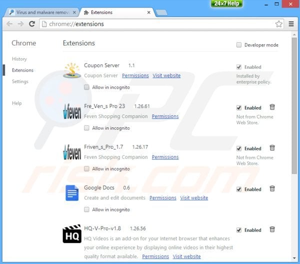 Removing deal finder ads from Google Chrome step 2