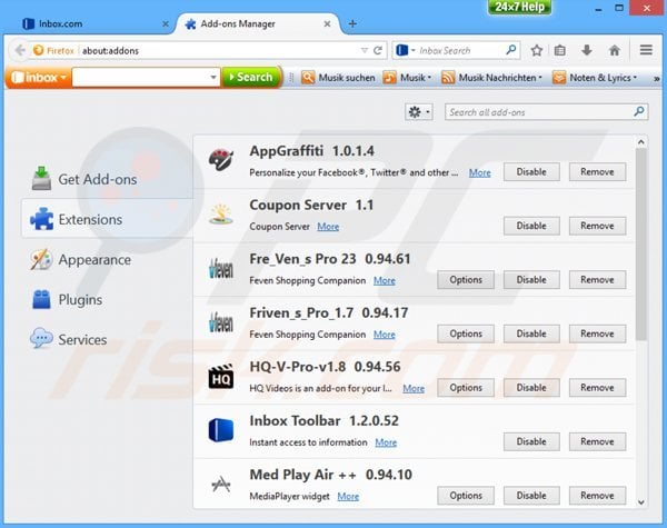 Removing deal finder ads from Mozilla Firefox step 2
