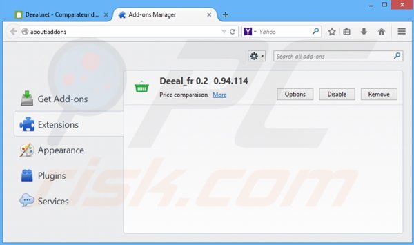 Removing deeal from Mozilla Firefox step 2