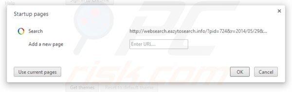 Removing websearch.eazytosearch.info from Google Chrome homepage