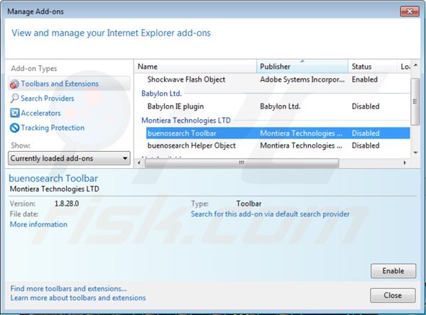 Removing enhanced-search.com from Internet Explorer extensions