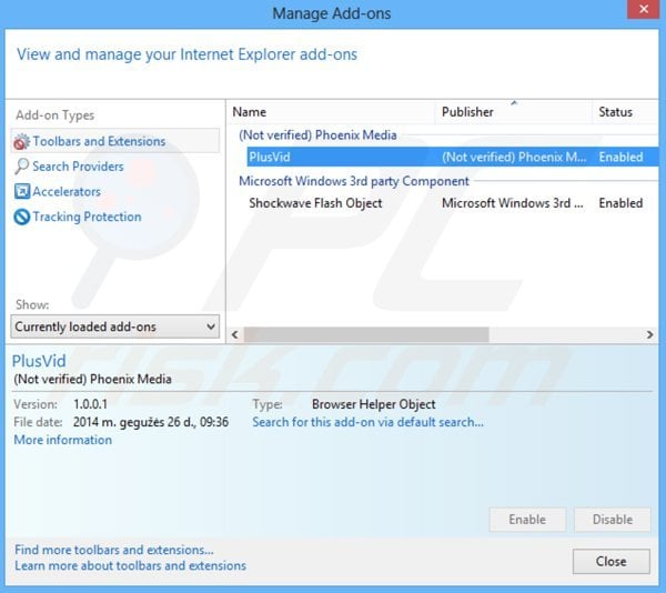 Removing plusvid from Internet Explorer step 2