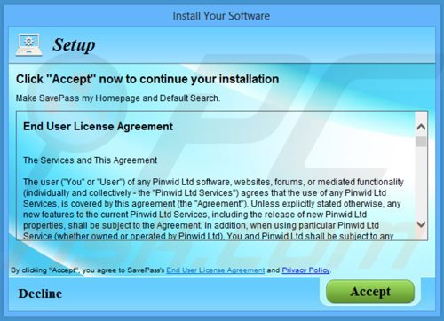 Deceptive freeware installer used in savepass adware distribution