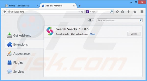 Removing search snacks from Mozilla Firefox step 2